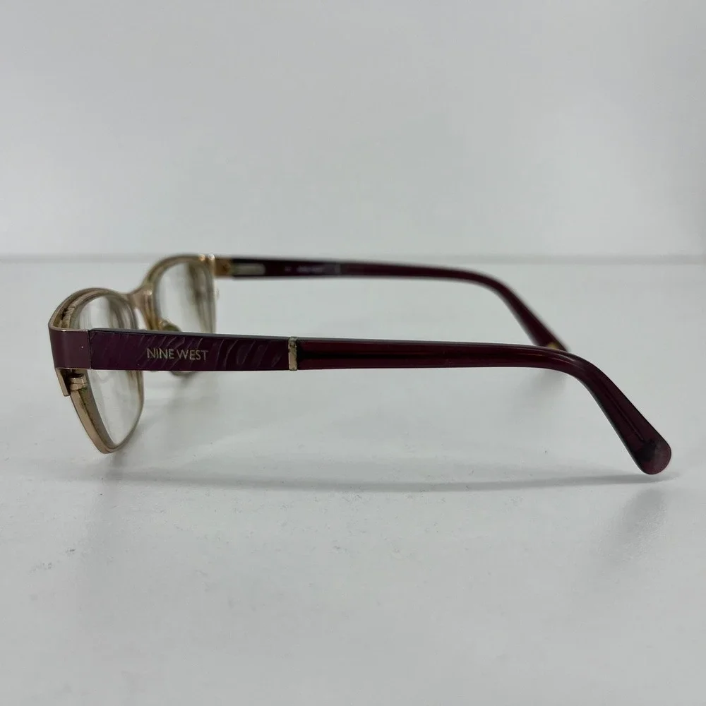 Nine West NW1072 Burgundy Gold Rectangular‎ Cat Eye Eyeglasses 52-17-135 602